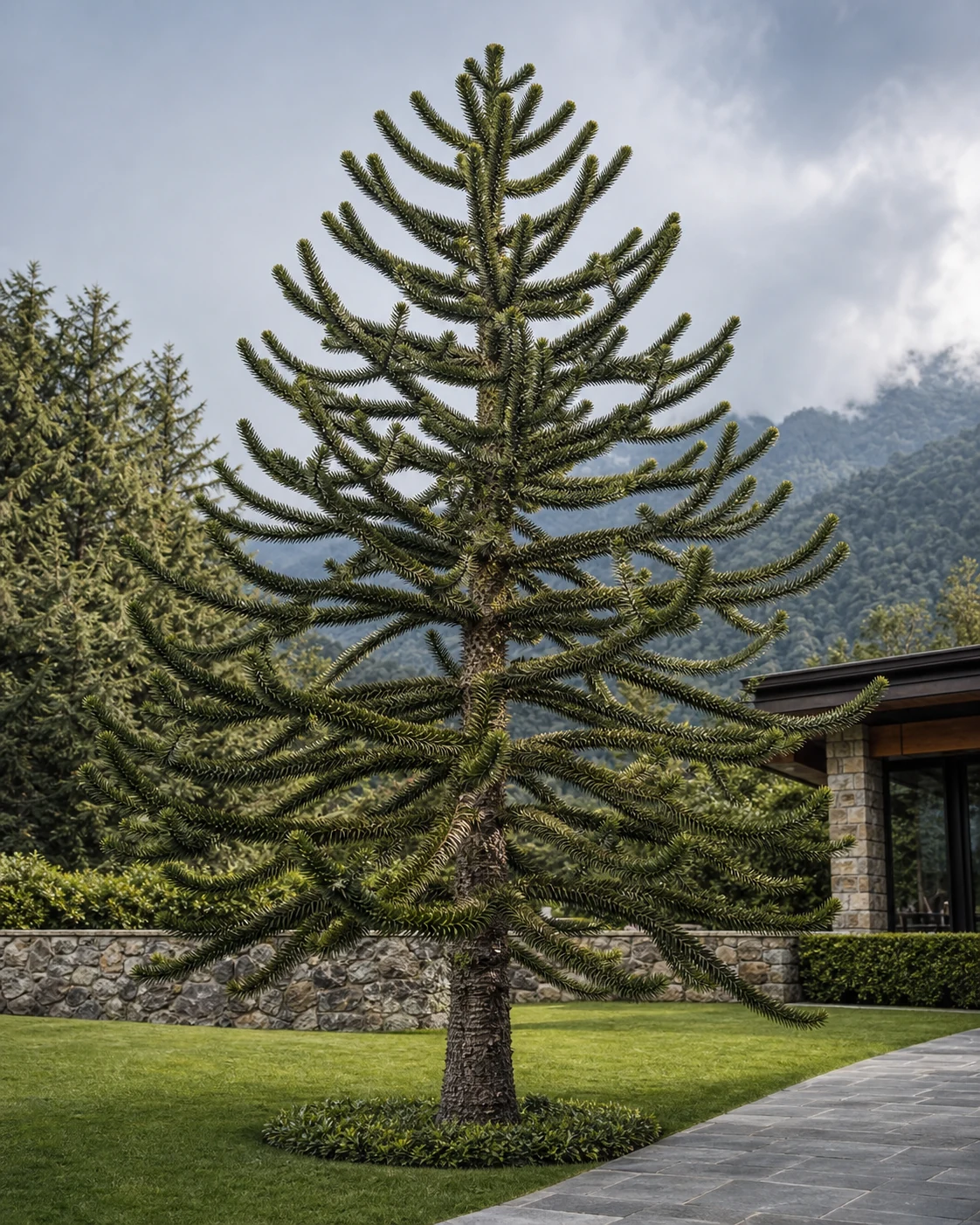 Araucaria araucana specimen tree with distinctive branching form for imported exotic landscape specification.