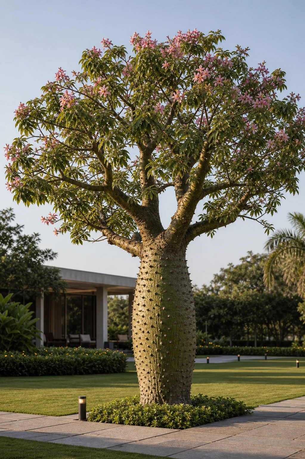 Ceiba chorisia speciosa specimen tree with sculptural trunk and flowering canopy for statement landscapes.