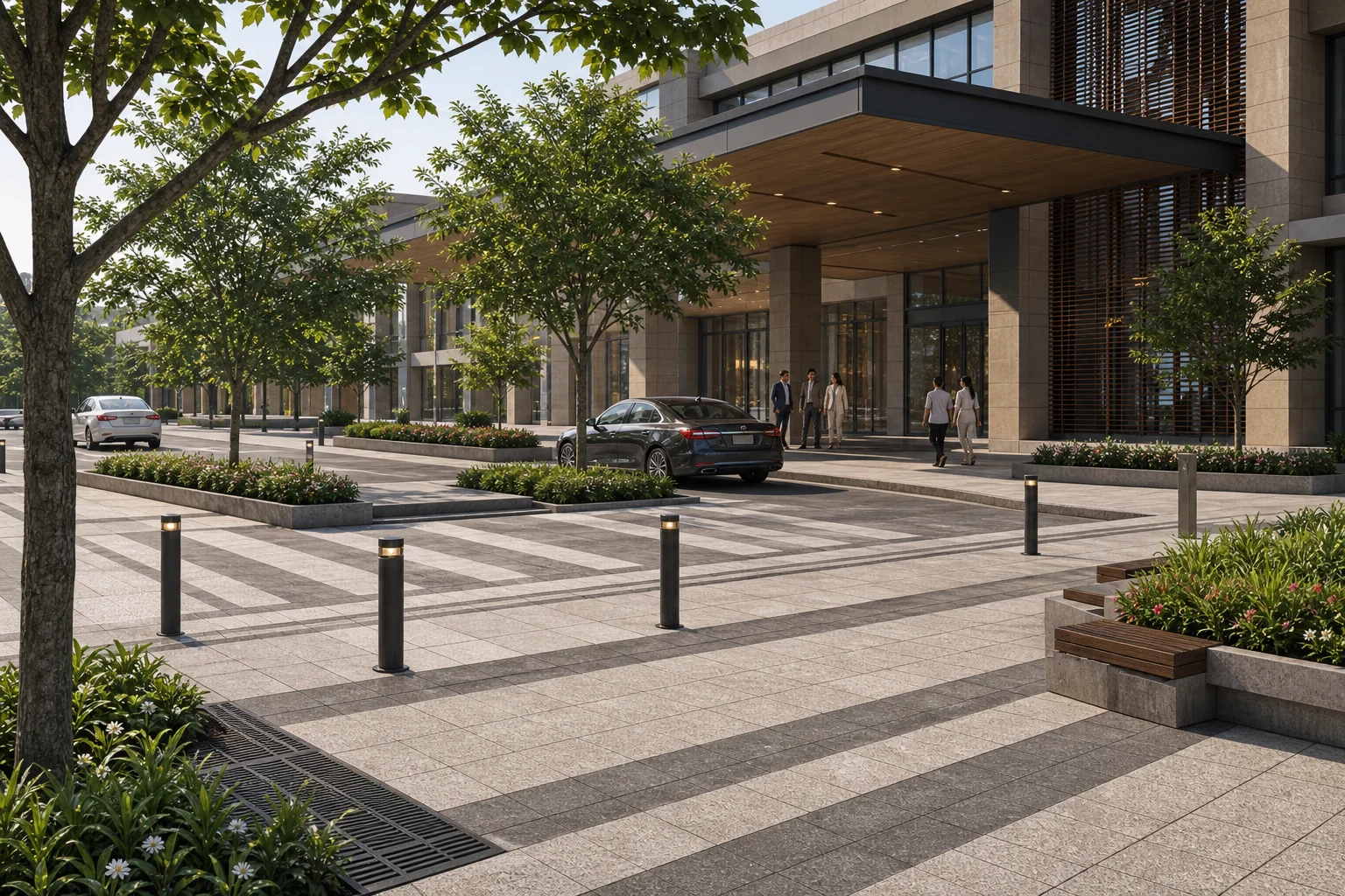 Commercial arrival plaza