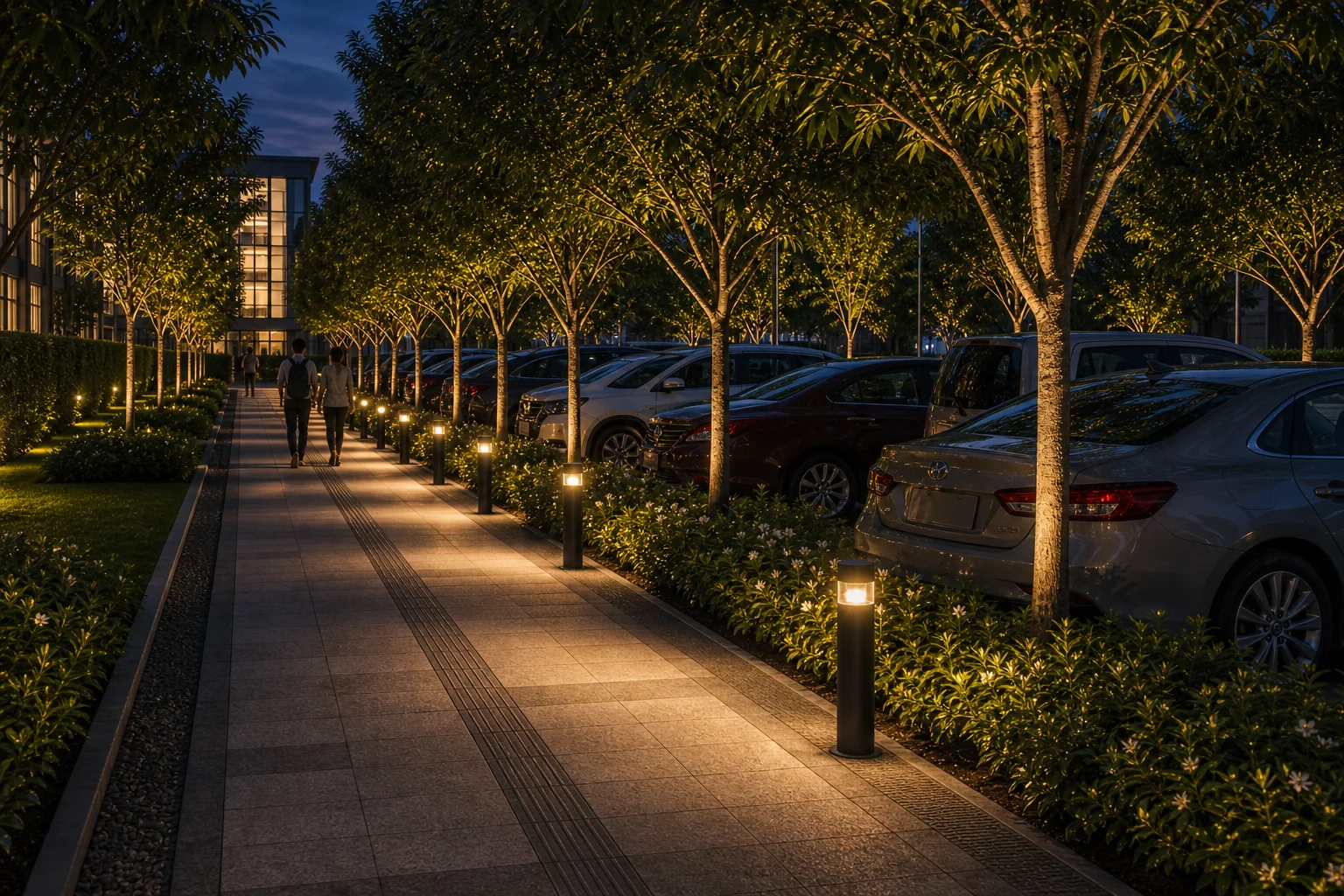 Night parking promenade lighting landscape visual