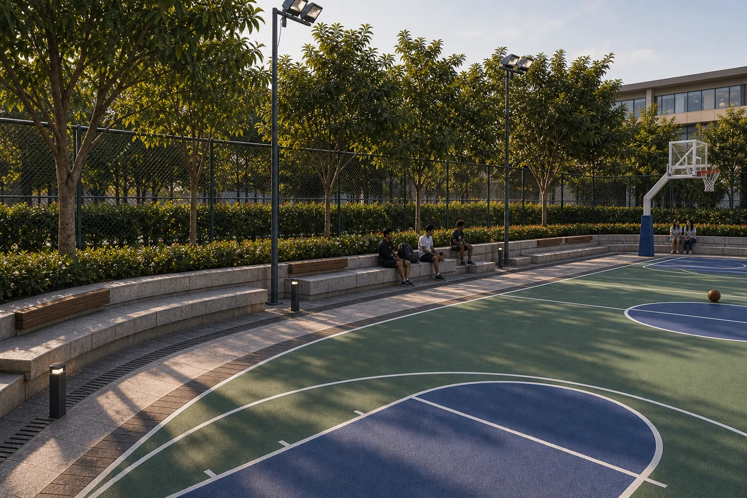 Basketball court landscape