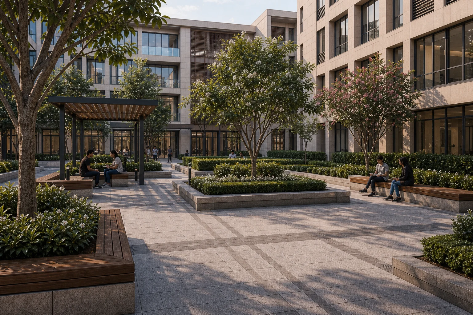 Courtyard pergola and planting