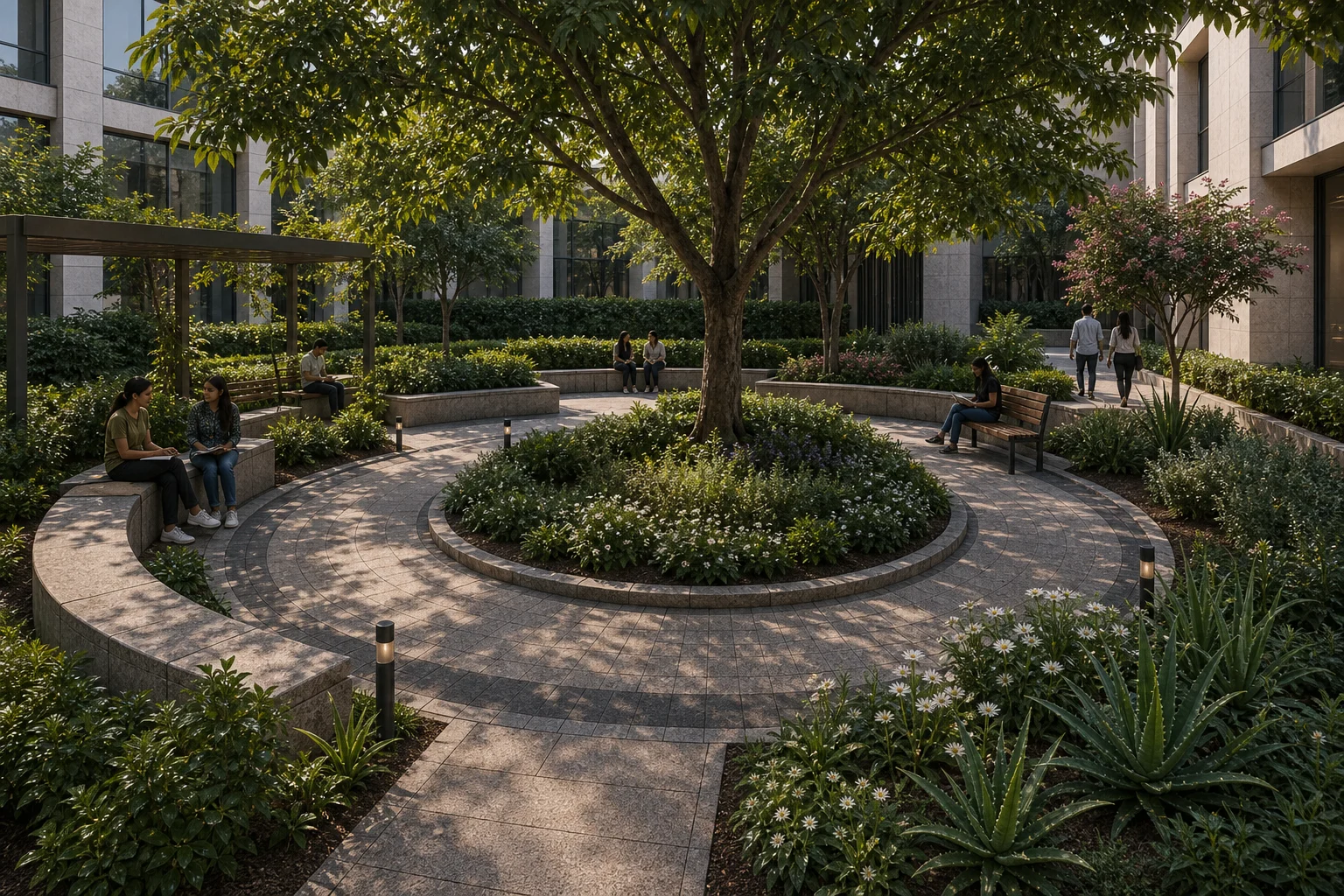 Circular courtyard garden
