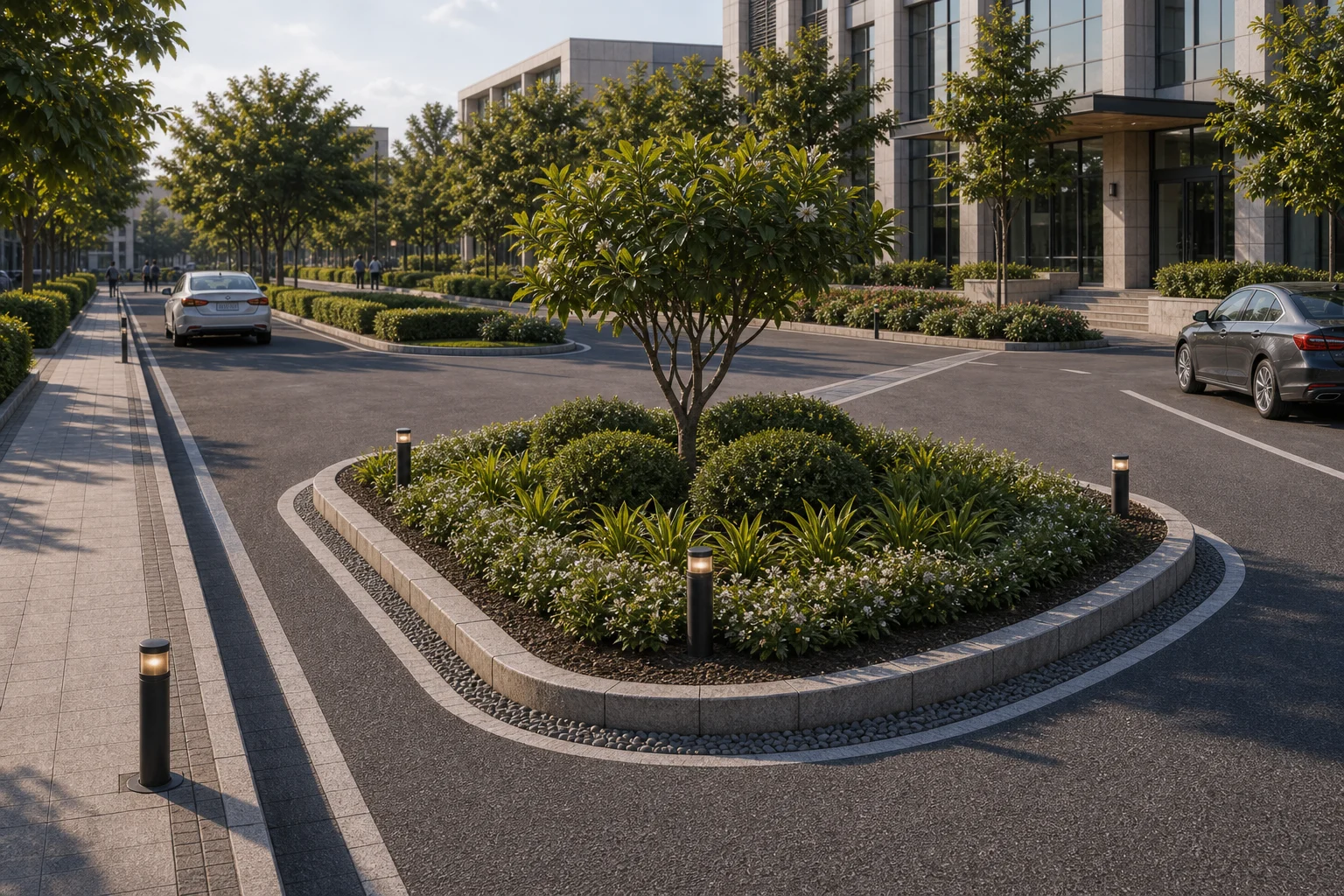 Roundabout streetscape planting