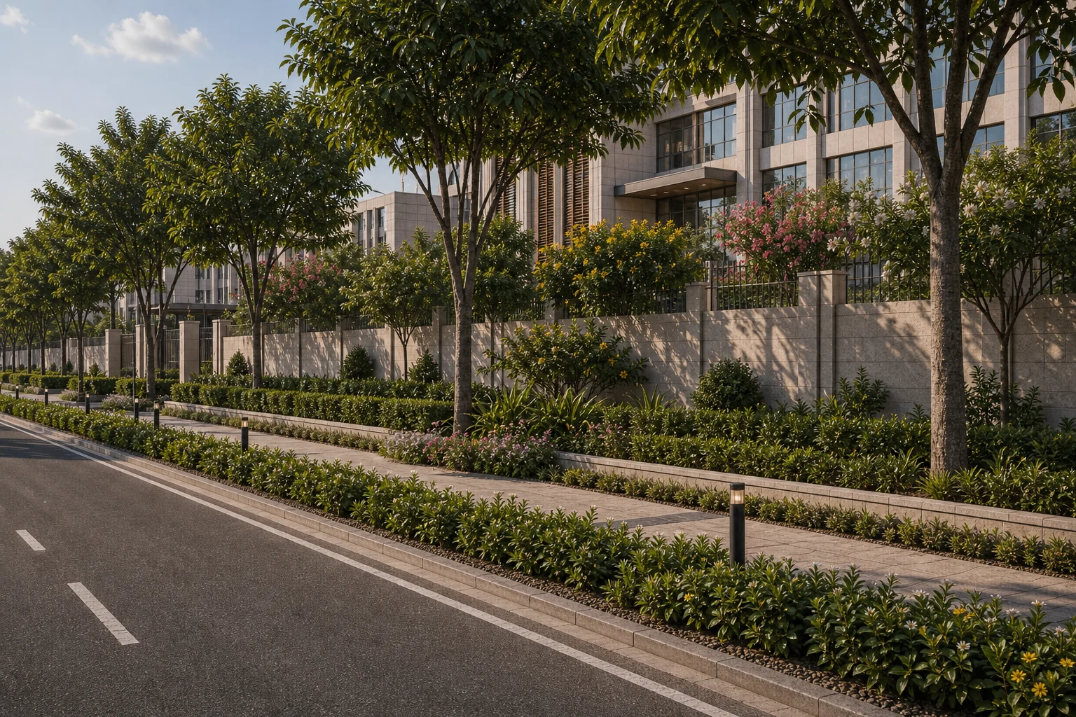 Commercial road edge planting