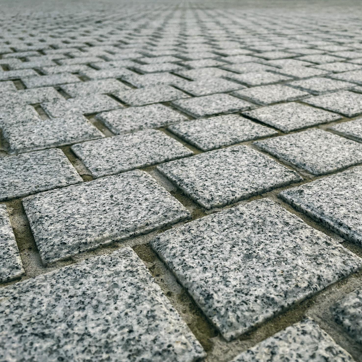 Service capability — Granite cobblestone hardscape detail landscape visual