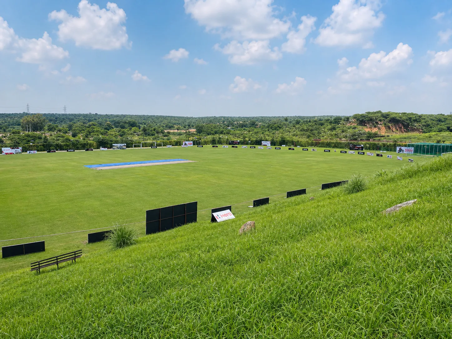 Made Easy School Bhandwari professionally maintained cricket field surrounded by natural wooded terrain and practice facilities
